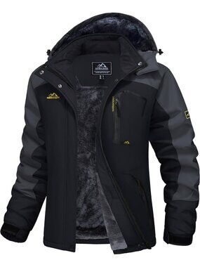 〽️Women's Black Winter Ski Snow Waterproof Warm Rain Windproof Fleece Lined Coat